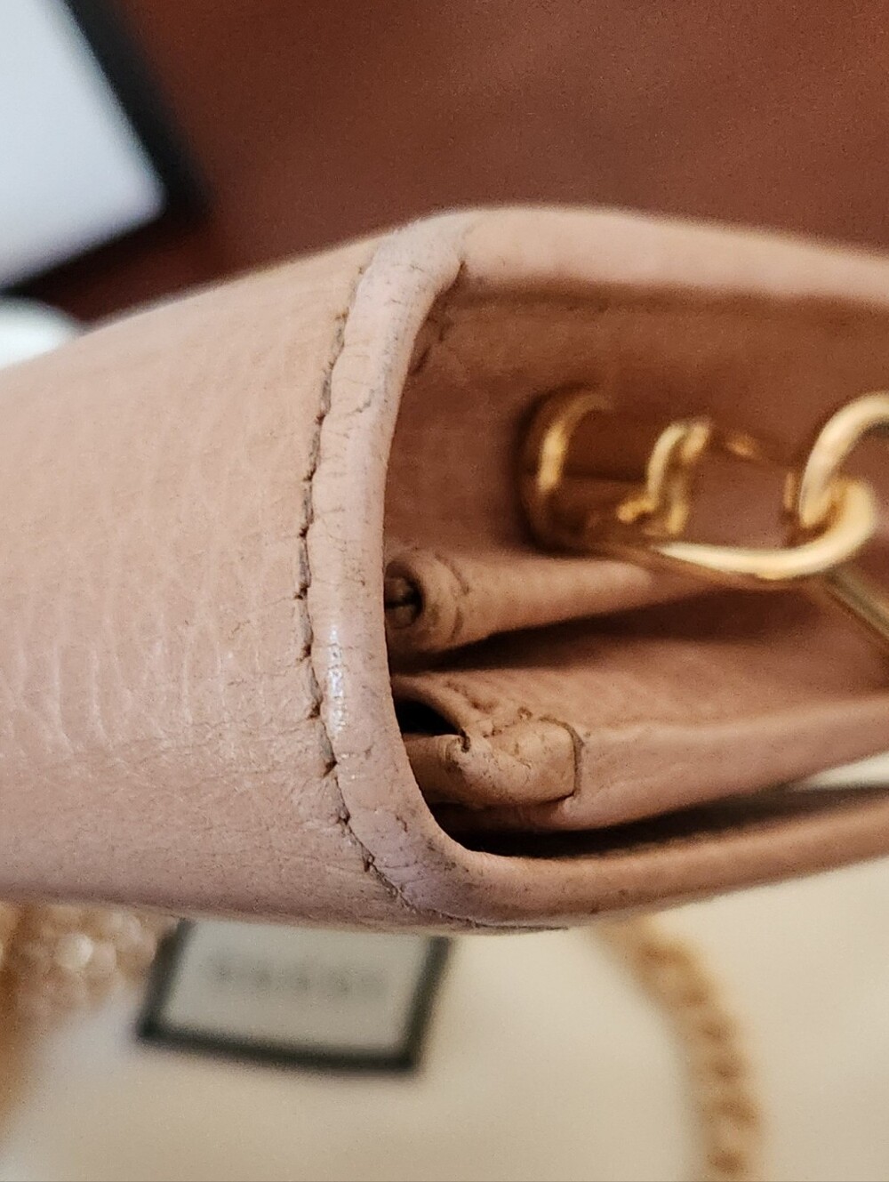 Gucci Pink Leather Marmont Wallet On Chain - Picture 2 of 11